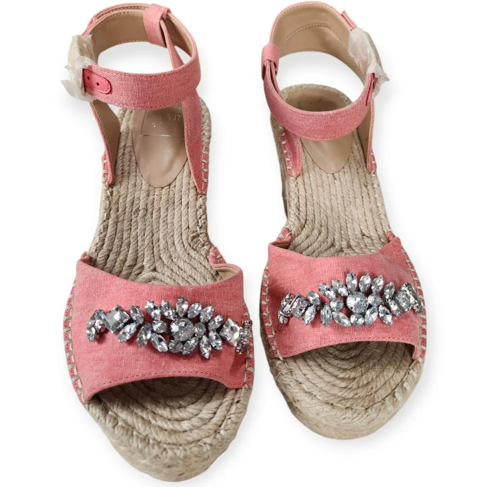 Kaari Blue Chloe Washed Coral Jewel Espadrille Sandals size 8M NWOT